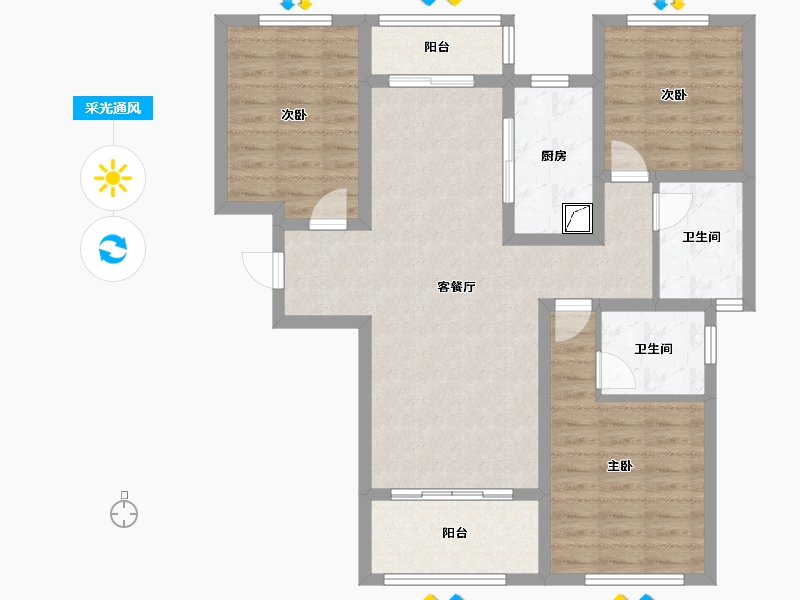 四川省-成都市-保利中央公园-111.00-户型库-采光通风