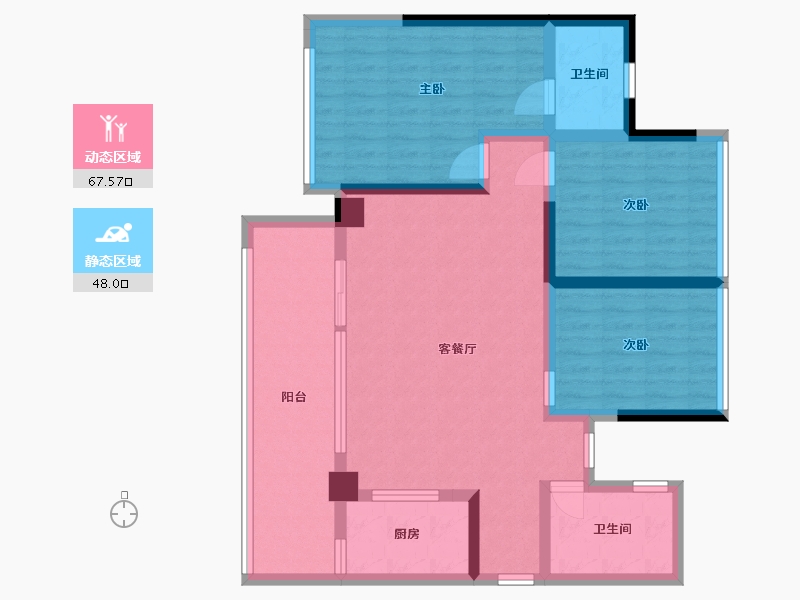 四川省-南充市-滨江壹号-87.75-户型库-动静分区