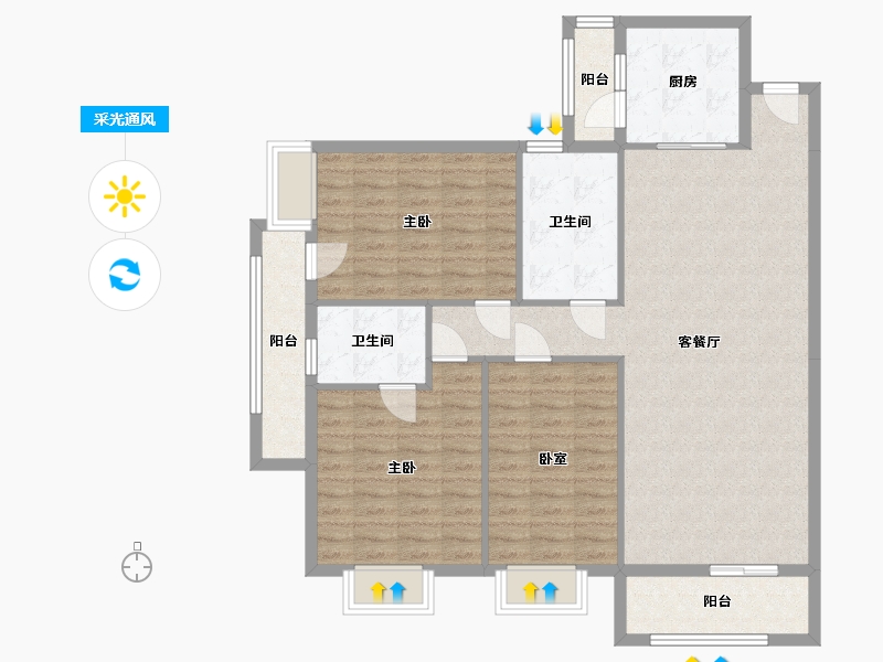 湖北省-黄石市-中房·盘龙湾-121.22-户型库-采光通风