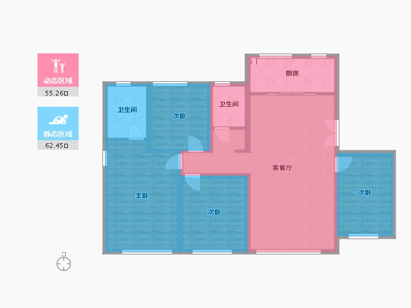 新疆维吾尔自治区-乌鲁木齐市-中豪・润园-125.00-户型库-动静分区