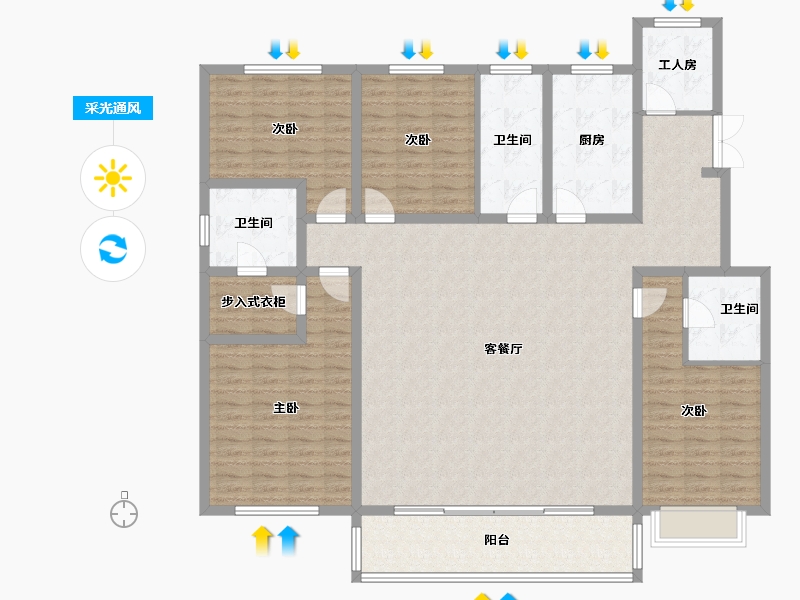 陕西省-咸阳市-沁园春天-211.00-户型库-采光通风