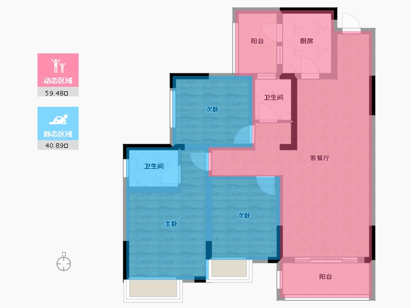 重庆-重庆市-礼玉金湾-93.01-户型库-动静分区