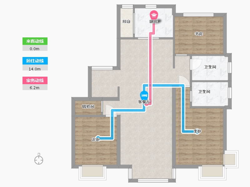 天津-天津市-雍景豪庭-105.00-户型库-动静线