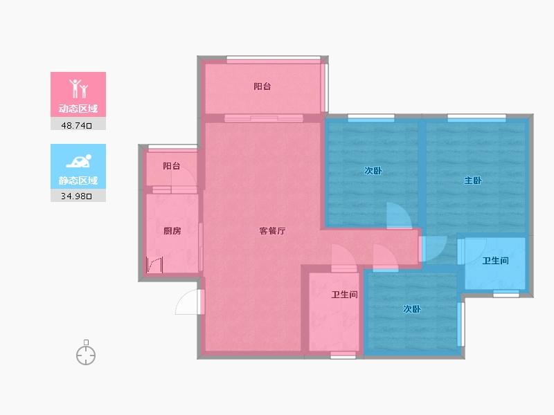 四川省-南充市-江山美墅-71.55-户型库-动静分区