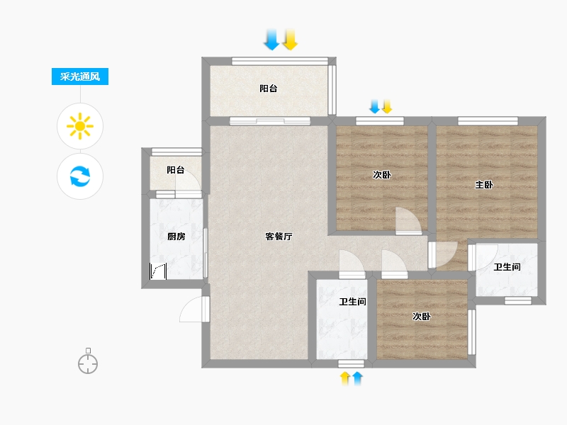 四川省-南充市-江山美墅-71.55-户型库-采光通风