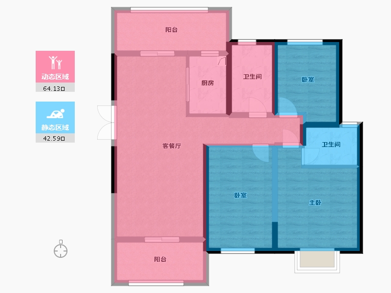 陕西省-西安市-蓝光公园华府-96.00-户型库-动静分区