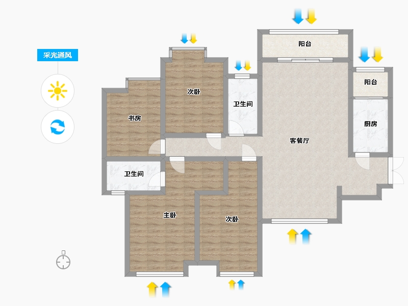 贵州省-贵阳市-碧桂园贵安1号-120.00-户型库-采光通风