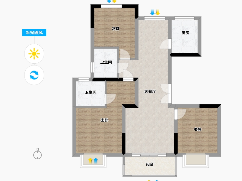 浙江省-金华市-光明东润-83.00-户型库-采光通风