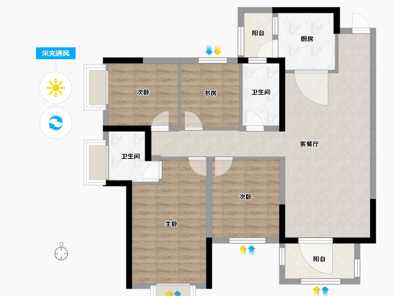 广西壮族自治区-南宁市-盛邦滨江府-102.00-户型库-采光通风