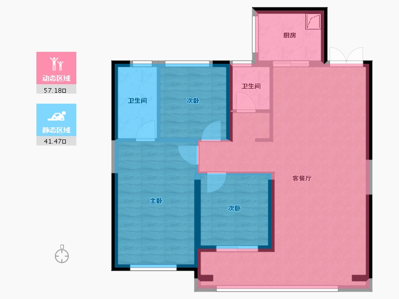 陕西省-西安市-绿城紫薇公馆-102.00-户型库-动静分区