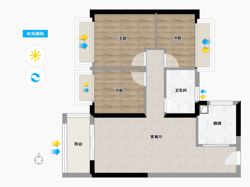 江苏省-南京市-招商名筑-67.00-户型库-采光通风