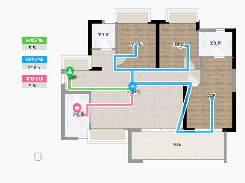 贵州省-贵阳市-万科翡翠公园-96.00-户型库-动静线