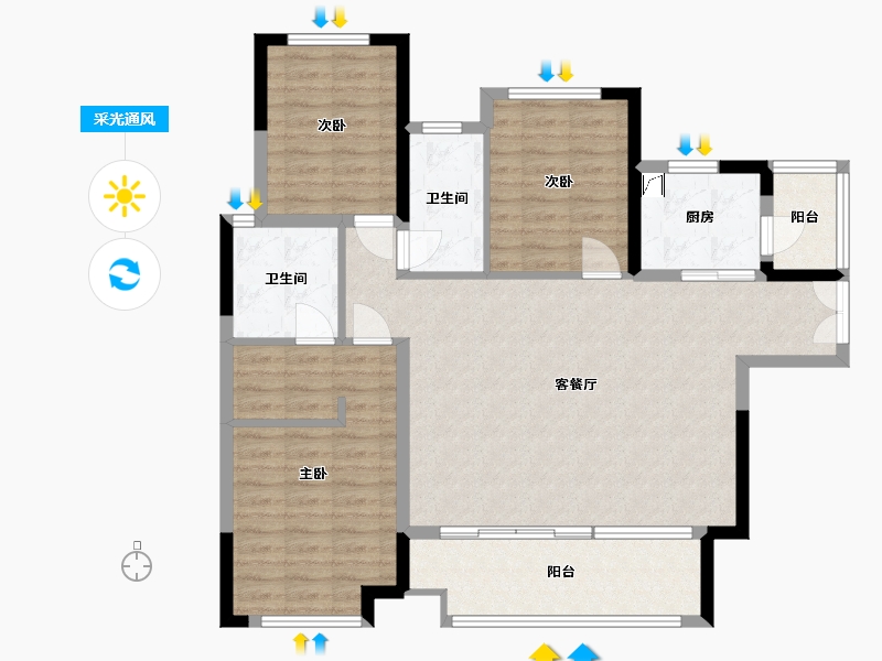 广西壮族自治区-桂林市-融创栖霞府南苑-102.00-户型库-采光通风