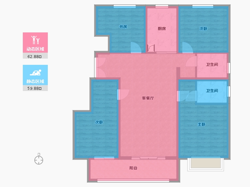 山东省-临沂市-杜家朱许小区高层-110.00-户型库-动静分区