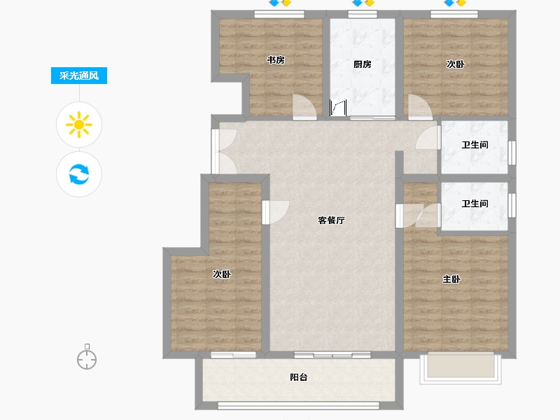 山东省-临沂市-杜家朱许小区高层-110.00-户型库-采光通风