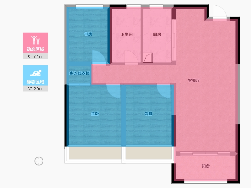 黑龙江省-哈尔滨市-华润-88.00-户型库-动静分区