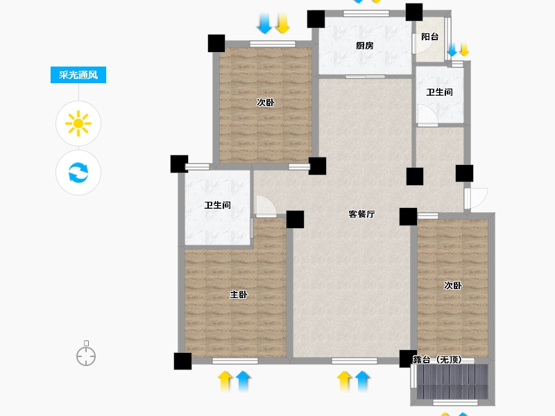 宁夏回族自治区-银川市-美茵湖城-124.70-户型库-采光通风