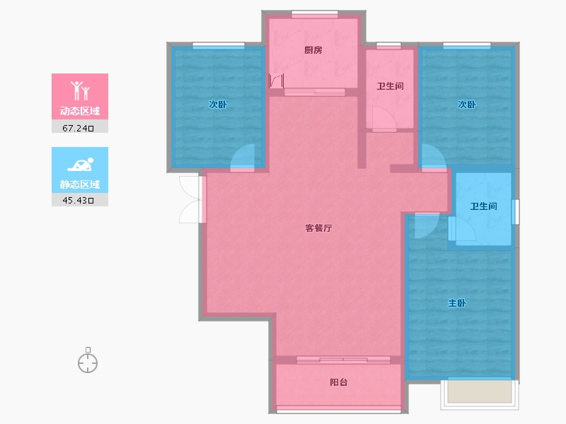 陕西省-咸阳市-中房・美域熙湖-111.69-户型库-动静分区