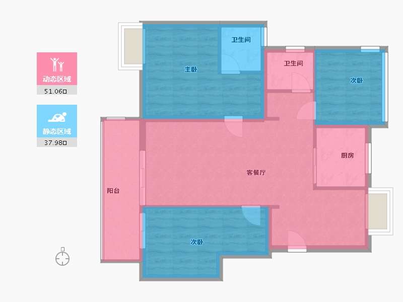 安徽省-合肥市-春江紫宸-80.25-户型库-动静分区