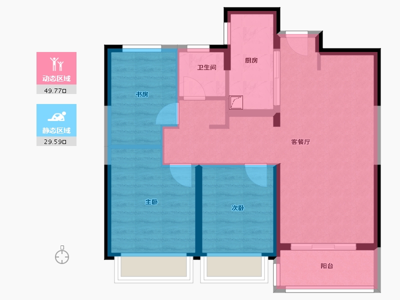 陕西省-西安市-融创西安宸院-77.63-户型库-动静分区