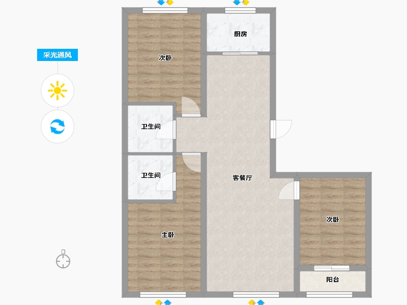 河北省-承德市-佳福小区-96.00-户型库-采光通风