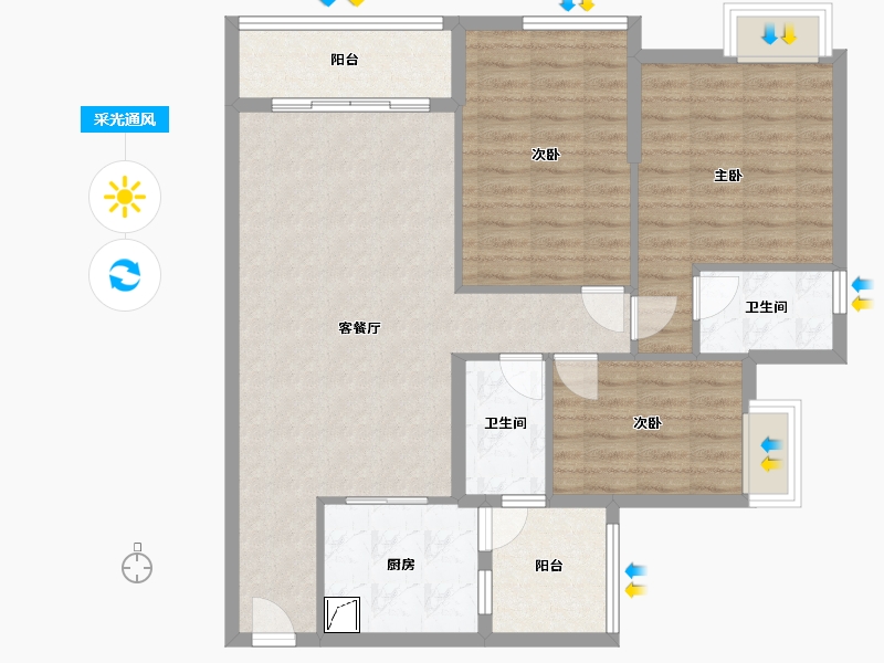 广东省-云浮市-祥利明珠新城三区-94.80-户型库-采光通风