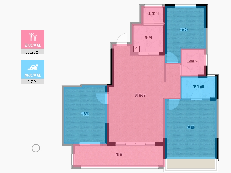 四川省-成都市-龙潭九章-90.91-户型库-动静分区