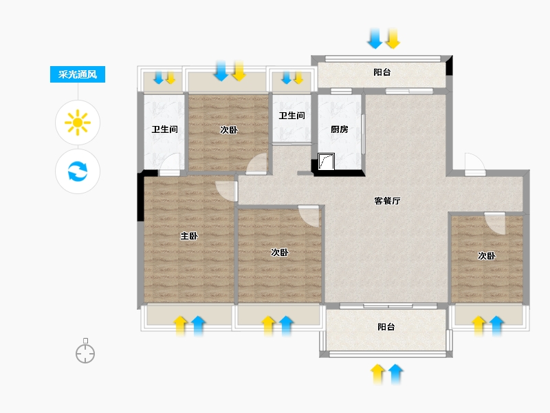 重庆-重庆市-碧桂园。天樾-110.00-户型库-采光通风