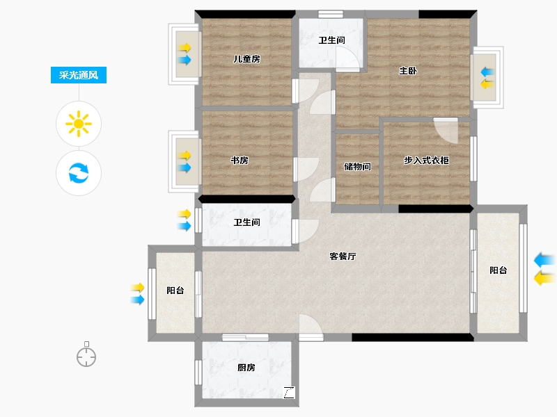 湖南省-长沙市-润和国际广场-103.55-户型库-采光通风