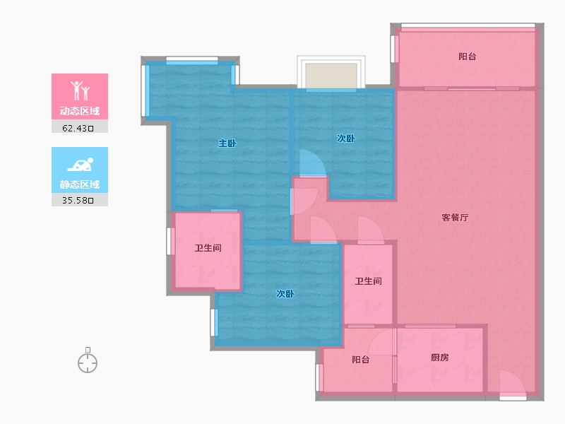 重庆-重庆市-天邻风景-88.00-户型库-动静分区