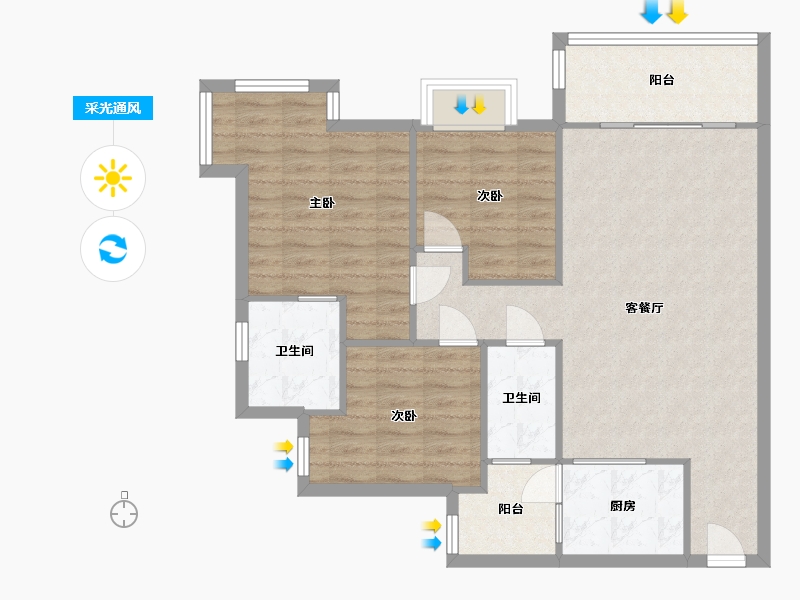 重庆-重庆市-天邻风景-88.00-户型库-采光通风