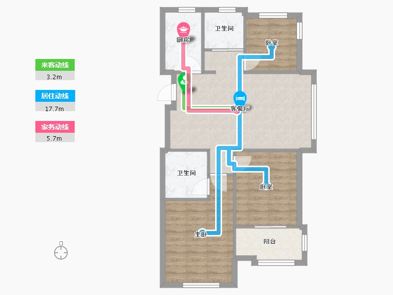 浙江省-嘉兴市-万科潮启东方-67.02-户型库-动静线