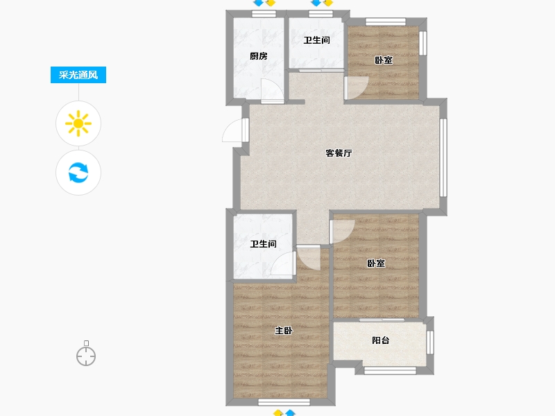 浙江省-嘉兴市-万科潮启东方-67.02-户型库-采光通风