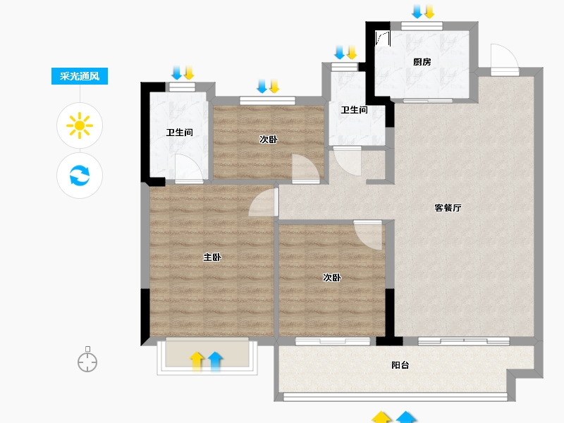 福建省-南平市-璀璨滨江-87.00-户型库-采光通风