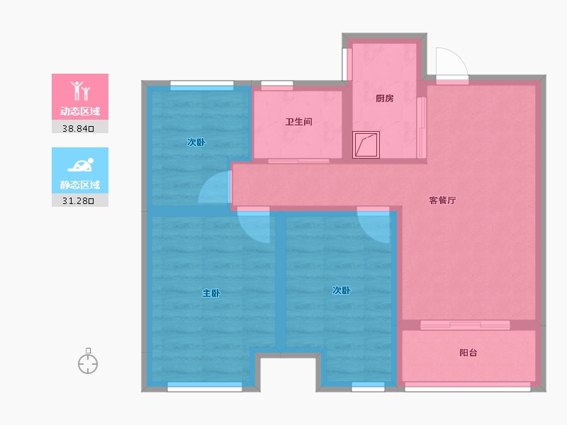 河南省-郑州市-绿都东澜岸-63.80-户型库-动静分区