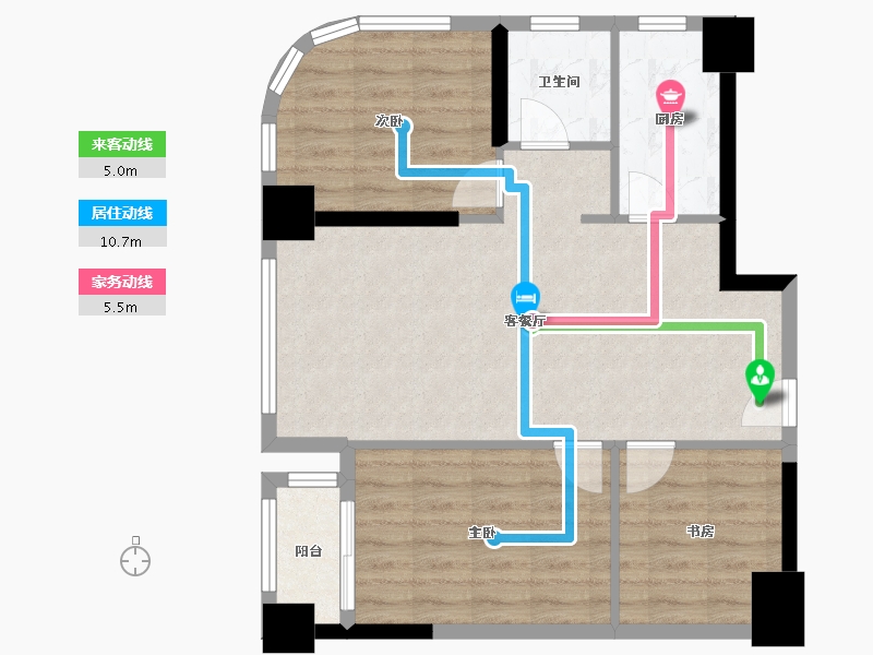 江苏省-南京市-万达壹号公馆-70.77-户型库-动静线