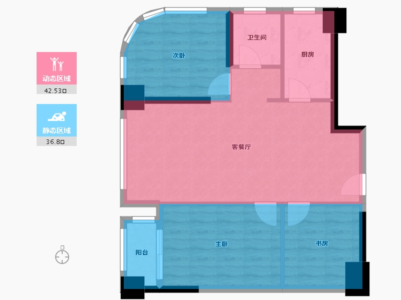 江苏省-南京市-万达壹号公馆-70.77-户型库-动静分区