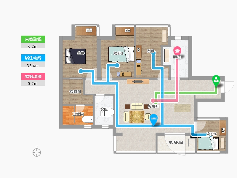 广西壮族自治区-南宁市-苏卢北路南十里4号楼-99.21-户型库-动静线