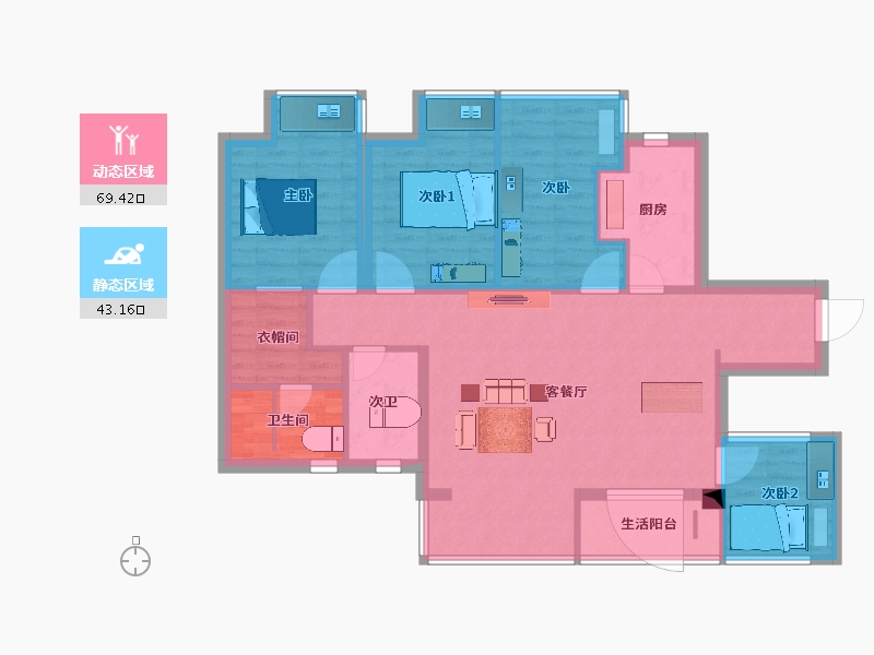 广西壮族自治区-南宁市-苏卢北路南十里4号楼-99.21-户型库-动静分区