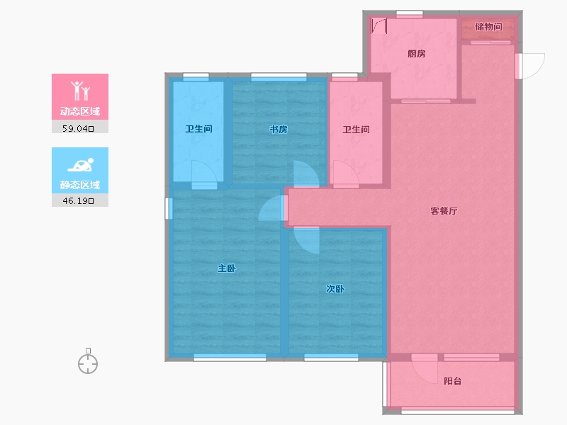 辽宁省-沈阳市-华润·翡翠城-95.00-户型库-动静分区