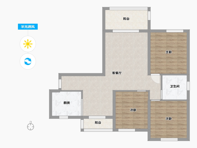 湖北省-荆州市-龙城怡景园-83.00-户型库-采光通风