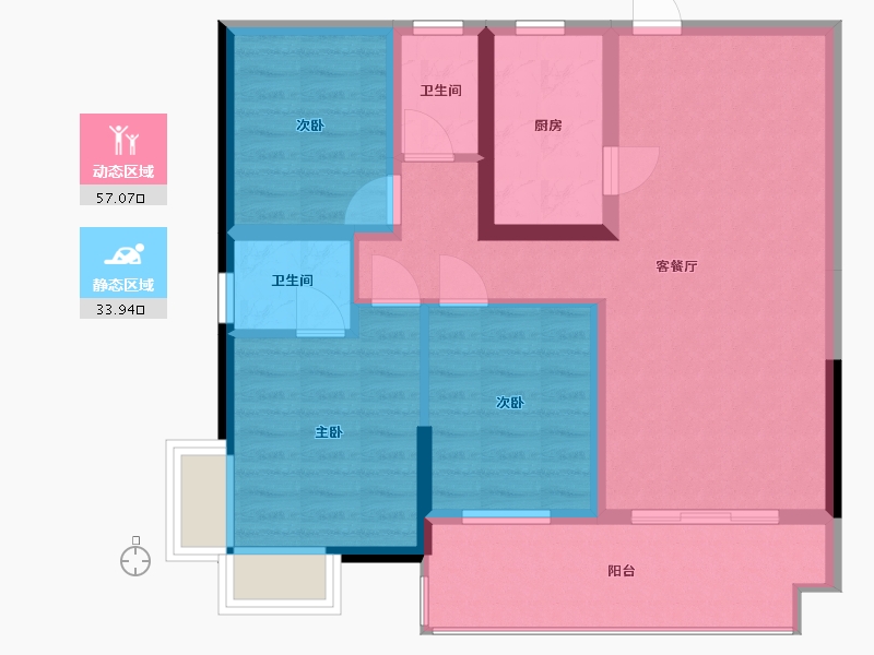 湖南省-永州市-恒立首府-83.50-户型库-动静分区