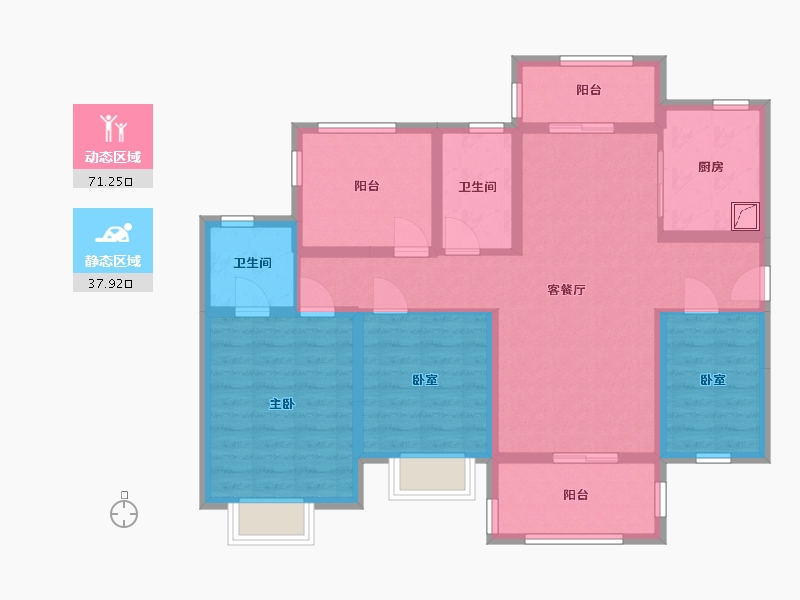 广东省-江门市-保利中央公馆-96.00-户型库-动静分区