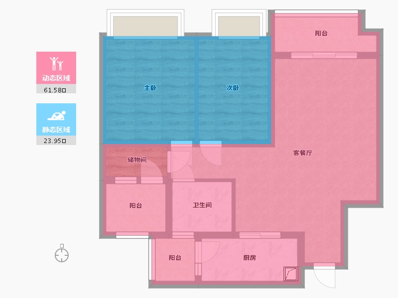 重庆-重庆市-隆鑫鸿府-78.00-户型库-动静分区