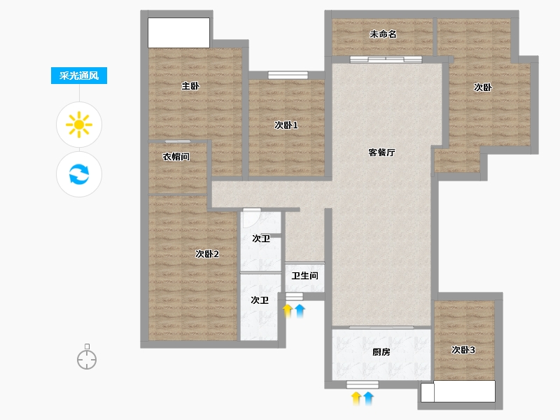 广西壮族自治区-南宁市-建发鼎华北大珑廷-142.04-户型库-采光通风