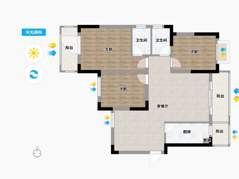 湖南省-长沙市-美联天骄城四期-93.72-户型库-采光通风