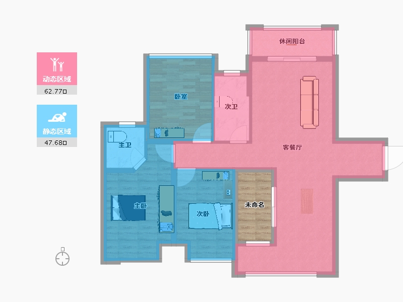 湖南省-湘潭市-长河湾-104.89-户型库-动静分区