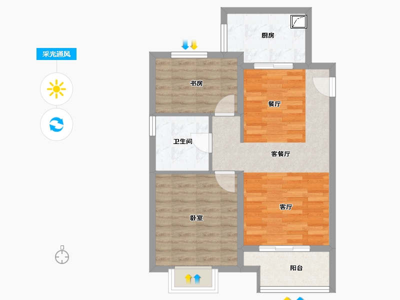 江苏省-苏州市-世茂云熙阁-60.63-户型库-采光通风