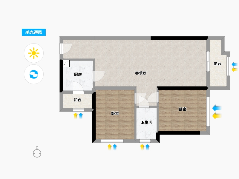 广西壮族自治区-防城港市-龙光阳光海岸-62.00-户型库-采光通风