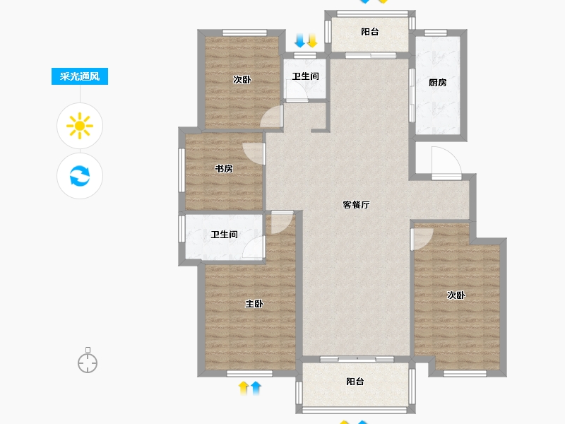 山东省-枣庄市-水发颐和园-130.00-户型库-采光通风